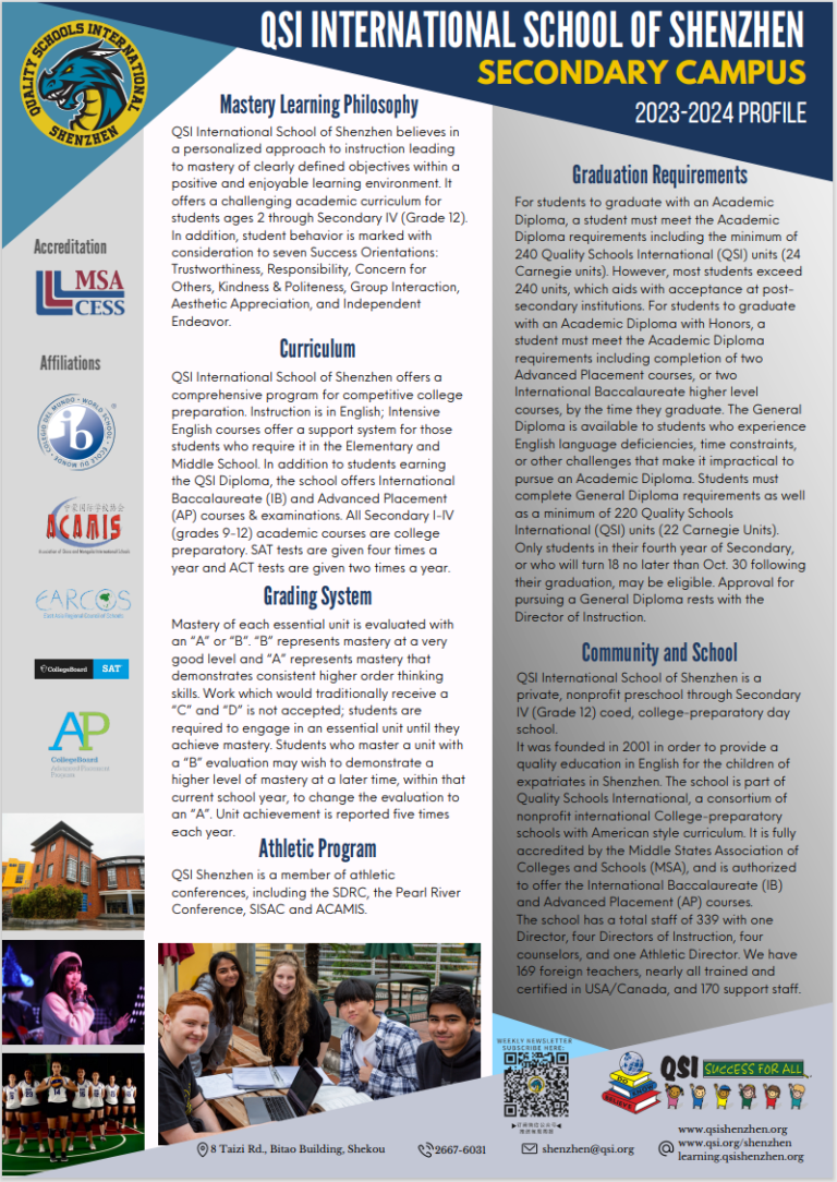 QSI Shenzhen School Profile QSI Shenzhen International School of